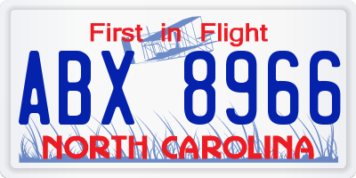 NC license plate ABX8966