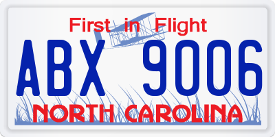 NC license plate ABX9006