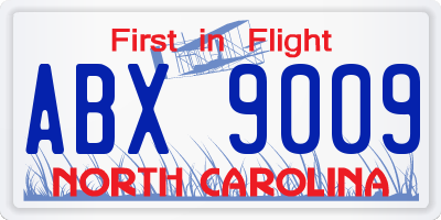 NC license plate ABX9009