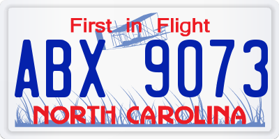 NC license plate ABX9073