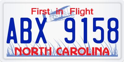 NC license plate ABX9158