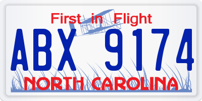 NC license plate ABX9174
