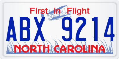 NC license plate ABX9214