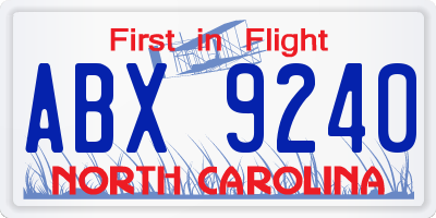 NC license plate ABX9240