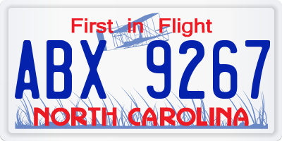 NC license plate ABX9267