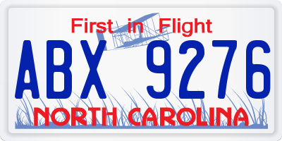 NC license plate ABX9276