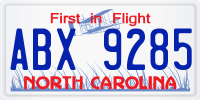 NC license plate ABX9285