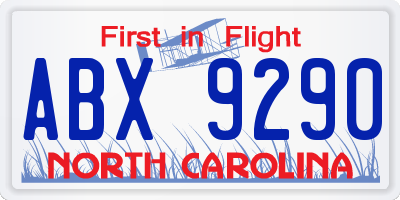 NC license plate ABX9290