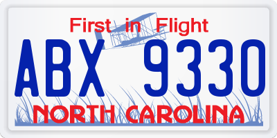 NC license plate ABX9330