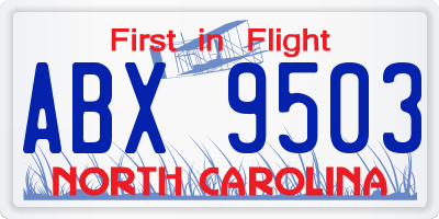 NC license plate ABX9503