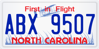 NC license plate ABX9507