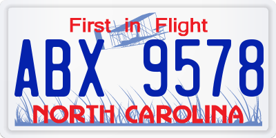 NC license plate ABX9578