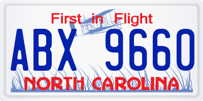 NC license plate ABX9660