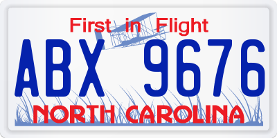NC license plate ABX9676