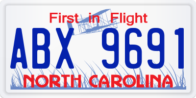 NC license plate ABX9691