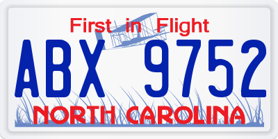 NC license plate ABX9752