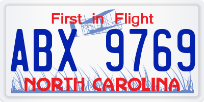 NC license plate ABX9769
