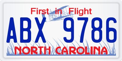 NC license plate ABX9786