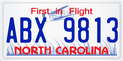 NC license plate ABX9813