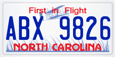 NC license plate ABX9826