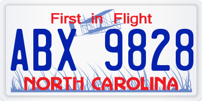 NC license plate ABX9828