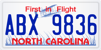 NC license plate ABX9836