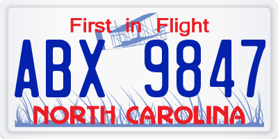 NC license plate ABX9847