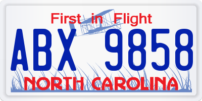 NC license plate ABX9858