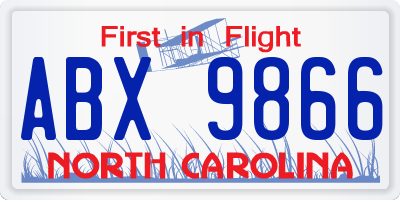 NC license plate ABX9866