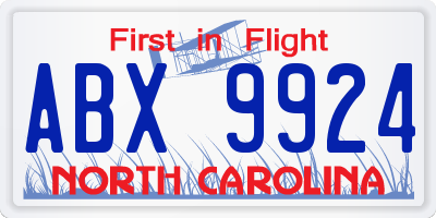 NC license plate ABX9924