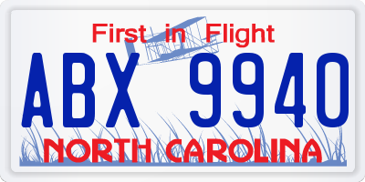 NC license plate ABX9940