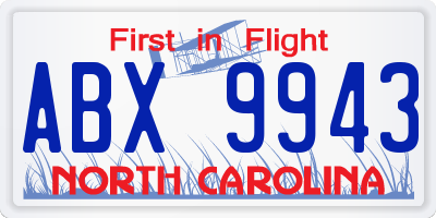 NC license plate ABX9943