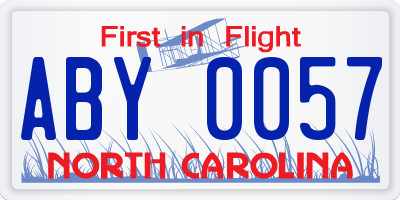 NC license plate ABY0057
