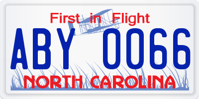 NC license plate ABY0066