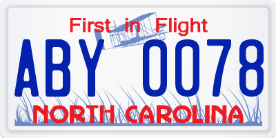 NC license plate ABY0078
