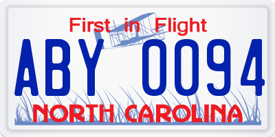 NC license plate ABY0094