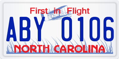 NC license plate ABY0106