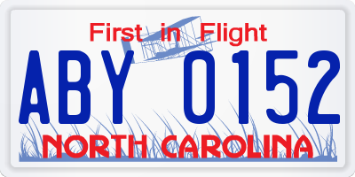 NC license plate ABY0152
