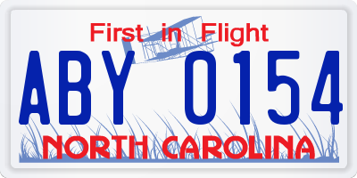 NC license plate ABY0154