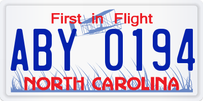 NC license plate ABY0194