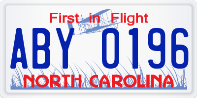 NC license plate ABY0196