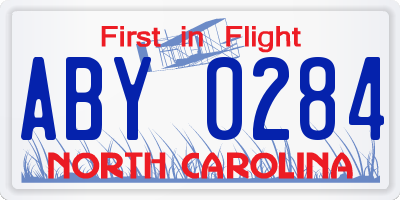 NC license plate ABY0284