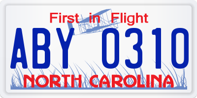NC license plate ABY0310