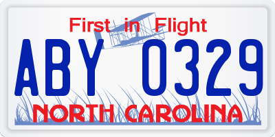 NC license plate ABY0329