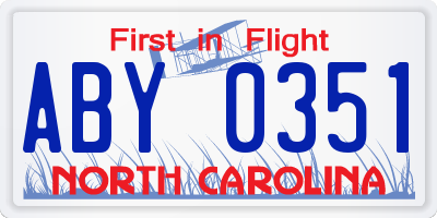 NC license plate ABY0351