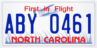 NC license plate ABY0461
