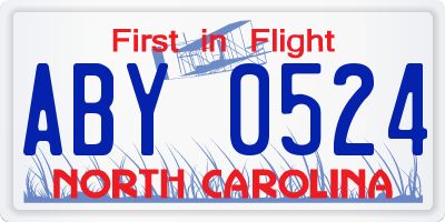 NC license plate ABY0524
