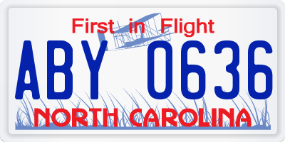 NC license plate ABY0636