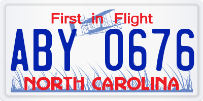 NC license plate ABY0676
