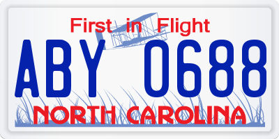 NC license plate ABY0688